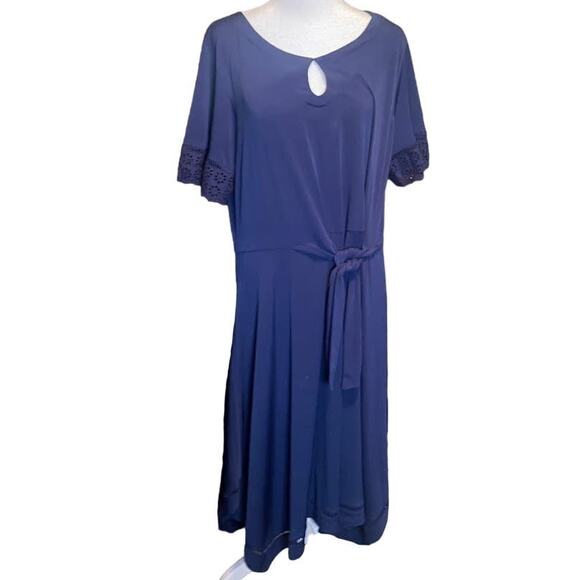 Rafaella Navy Blue Tie Waist Maxi Dress - Size XL - Picture 1 of 6